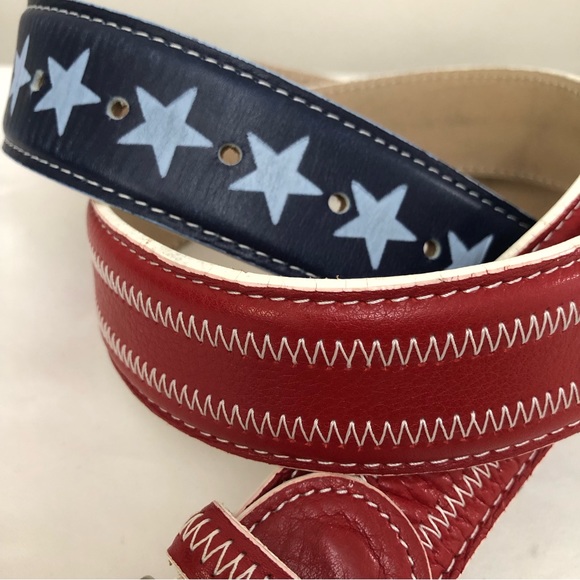 Vintage Sz L Patriotic Country Western Leather Belt - Picture 12 of 14